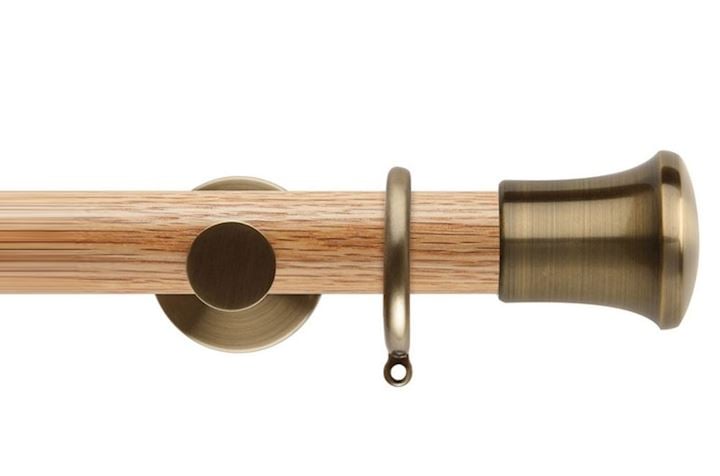 Rolls 35mm Neo Oak Trumpet Spun Brass Wooden Curtain Pole