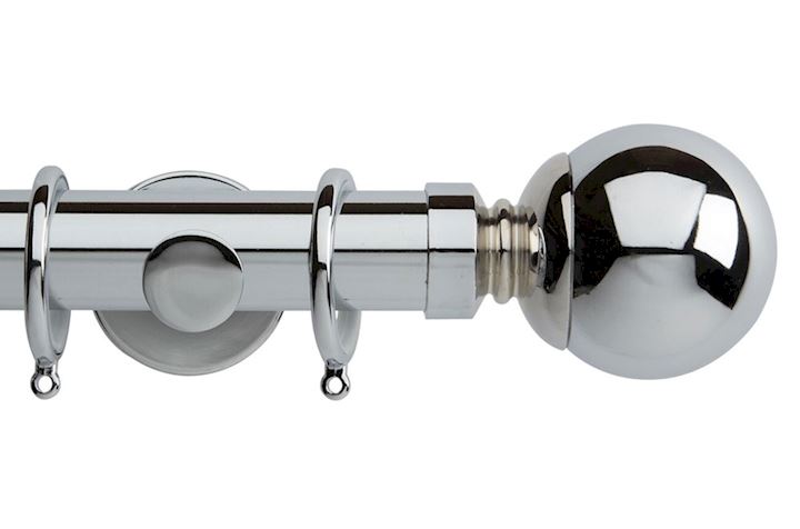 Rolls 35mm Neo Ball Metal Curtain Pole Chrome