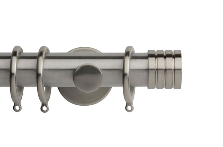 Rolls 35mm Neo Stud Metal Curtain Pole Stainless Steel