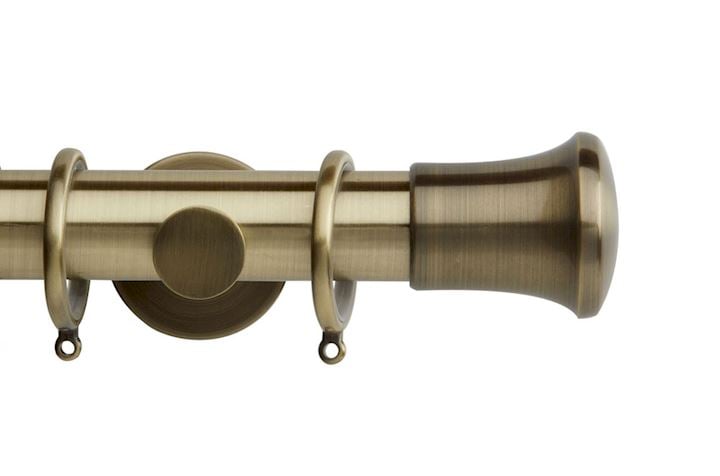 Rolls 35mm Neo Trumpet Metal Curtain Pole Spun Brass