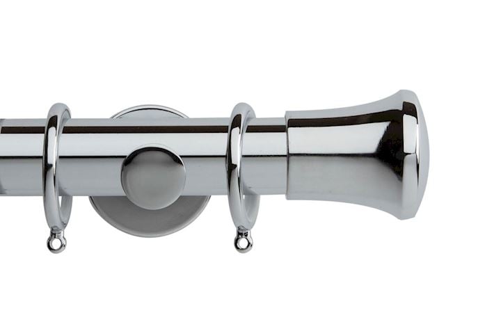 Rolls 35mm Neo Trumpet Metal Curtain Pole Chrome