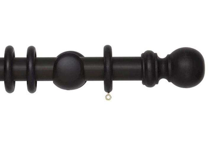 Rolls 35mm Woodline Wooden Curtain Pole Black