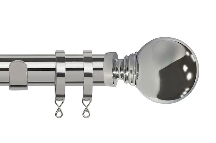 Sdy 35mm Globe Curtain Pole Chrome