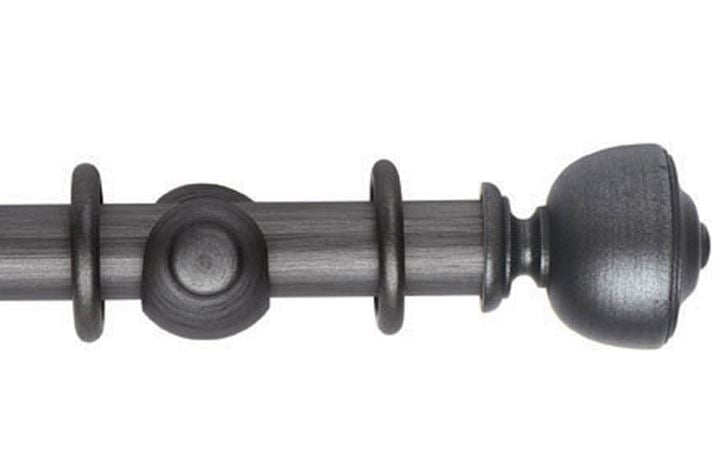 Rolls 45mm Museum Asher Wooden Curtain Pole Satin Pewter