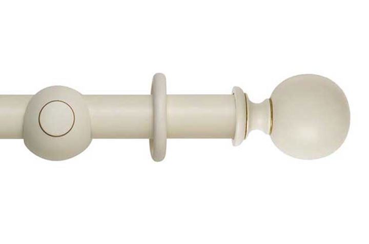 Rolls 45mm Museum Plain Ball Wooden Curtain Pole Antique White 