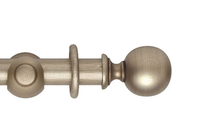 Rolls 45mm Museum Plain Ball Wooden Curtain Pole Satin Oyster