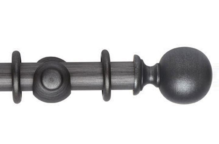 Rolls 45mm Museum Plain Ball Wooden Curtain Pole Satin Pewter