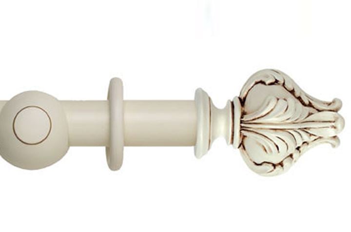 Rolls 45mm Museum Vienna Wooden Curtain Pole Antique White