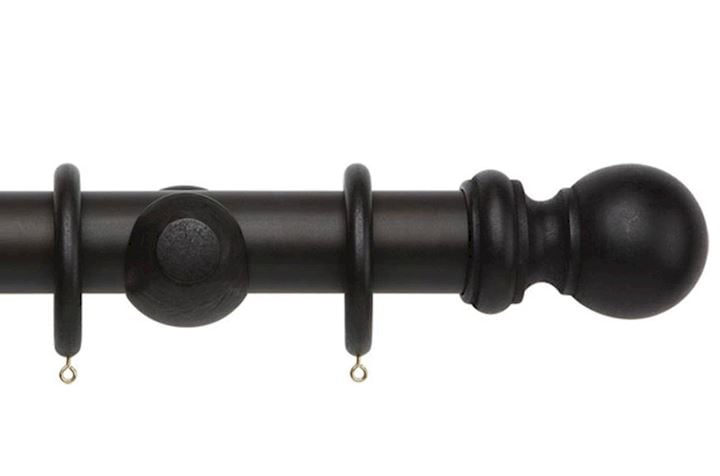 Rolls 50mm Woodline Wooden Curtain Pole Black