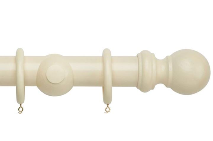 Rolls 50mm Woodline Wooden Curtain Pole Cream