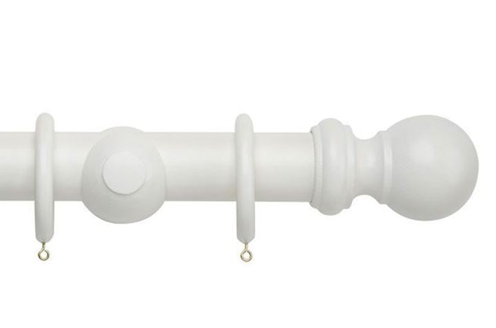 Rolls 50mm Woodline Wooden Curtain Pole White