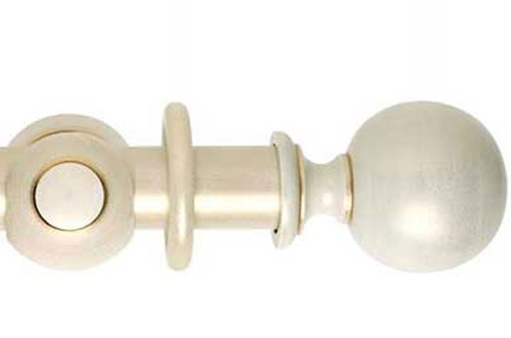 Rolls 55mm Museum Plain Ball Wooden Curtain Pole Cream Gold Wash