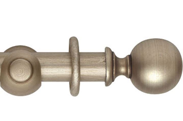 Rolls 55mm Museum Plain Ball Wooden Curtain Pole Satin Oyster