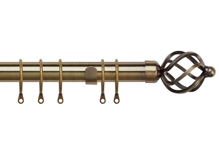 Speedy 25-28mm Pristine Cage  Extendable Curtain Pole Antique Brass