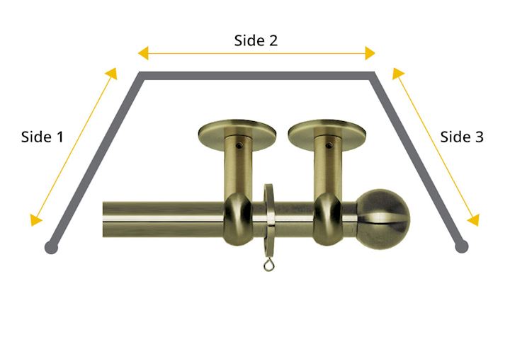 Rolls Neo 19mm Ball 3 Sided Bay Window Ceiling Fixed Curtain Pole Spun Brass