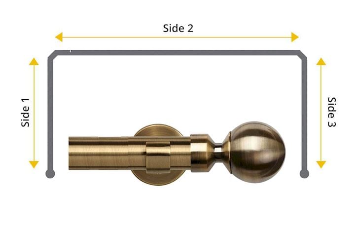 Speedy 28mm Ball IDC 3 Sided Bay Window Curtain Pole Antique Brass