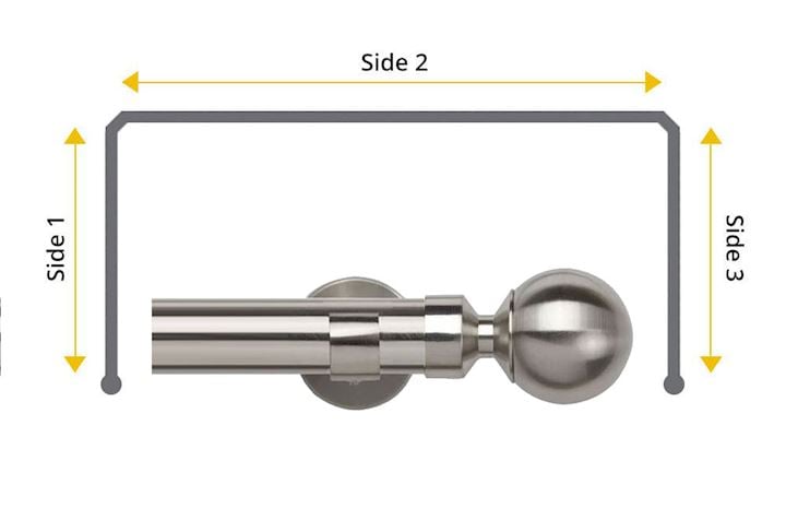 Speedy 28mm Ball IDC 3 Sided Bay Window Curtain Pole Satin silver