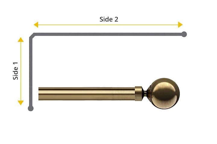 Speedy 28mm Ball 2 Sided Bay Window Curtain Pole Antique Brass