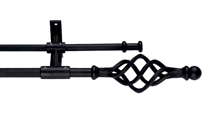 Artisan 16mm Cage Black Wrought Iron Double Curtain Pole