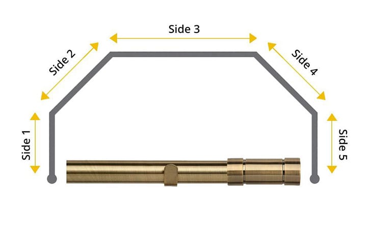 Speedy 28mm Aspect 5 Sided Bay Window Curtain Pole Antique Brass