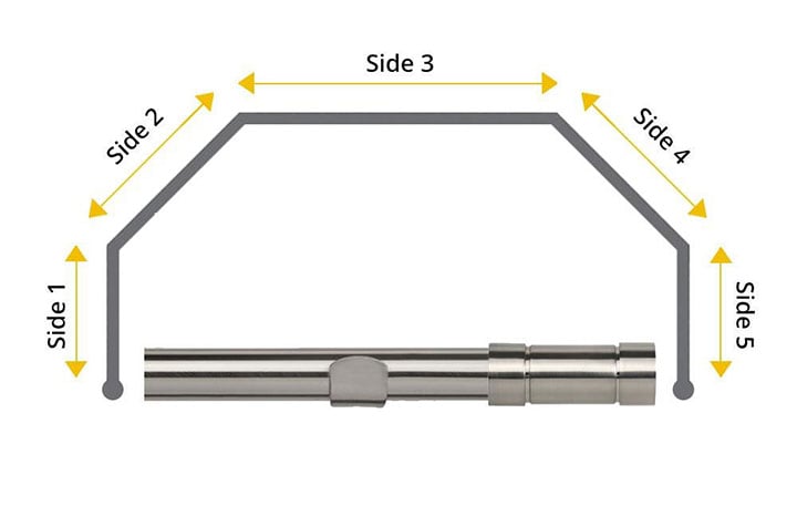 Speedy 28mm Aspect 5 Sided Bay Window Curtain Pole Satin Silver