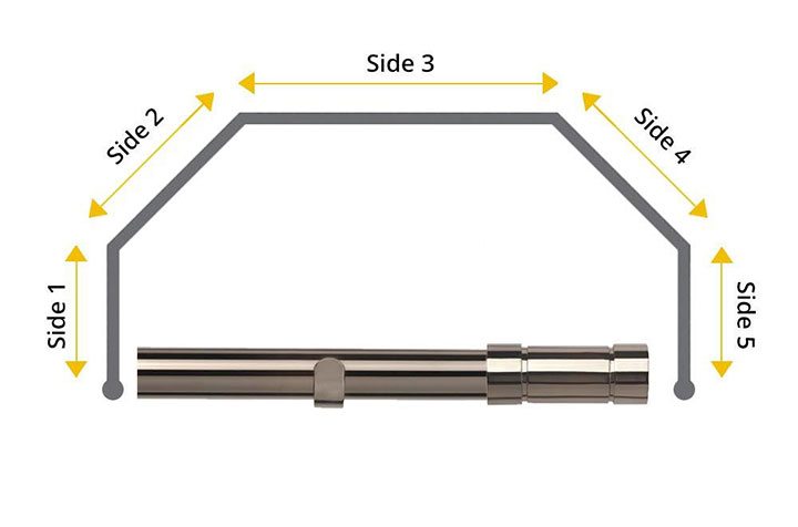 Speedy 28mm Aspect 5 Sided Bay Window Curtain Pole Polished Graphite