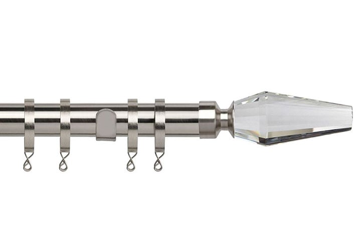 Sdy Crystal 28mm Poles Apart Satin Silver Curtain Pole Sdy Crystal 28mm Satin Silver Metal Curtain Pole Undefined