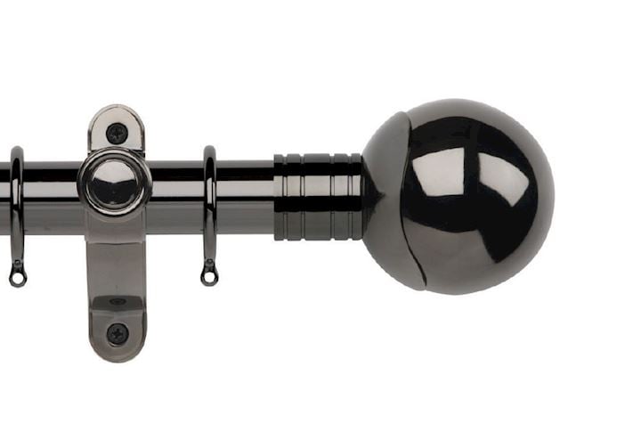 Rolls Galleria Metals 35mm Black Nickel Orb Curtain Pole