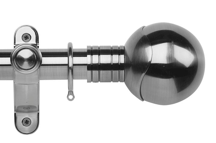 Rolls Galleria Metals 50mm Brushed Silver Orb Curtain Pole