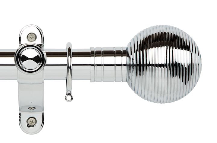 Rolls Galleria Metals 50mm Chrome Ribbed Ball Curtain Pole