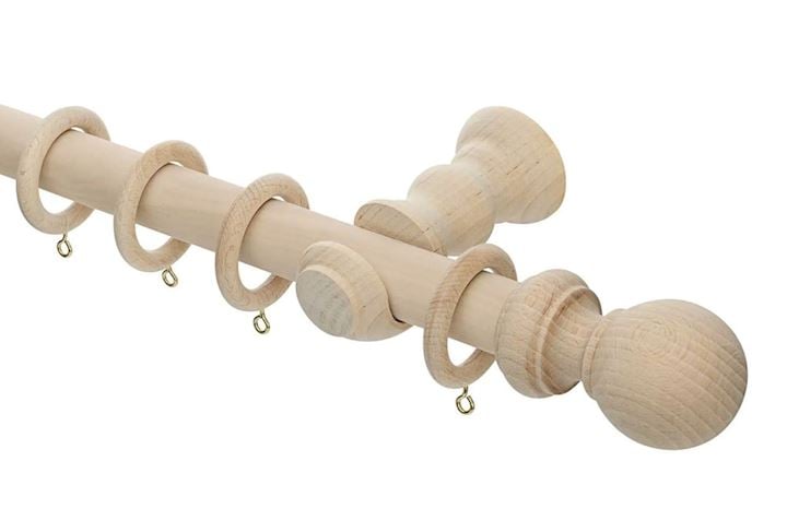 Rolls 28mm Unfinished Wooden Curtain Pole