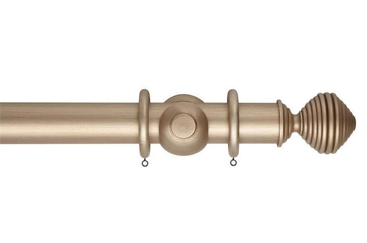 Rolls 35mm Museum Dune Wooden Curtain Pole Satin Oyster