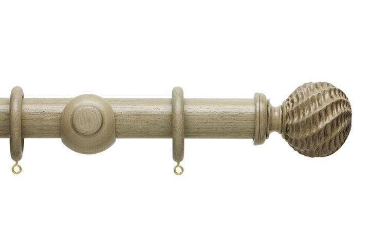 Hallis 35mm Origins Ammonite Millstone Grey Wooden Curtain Pole