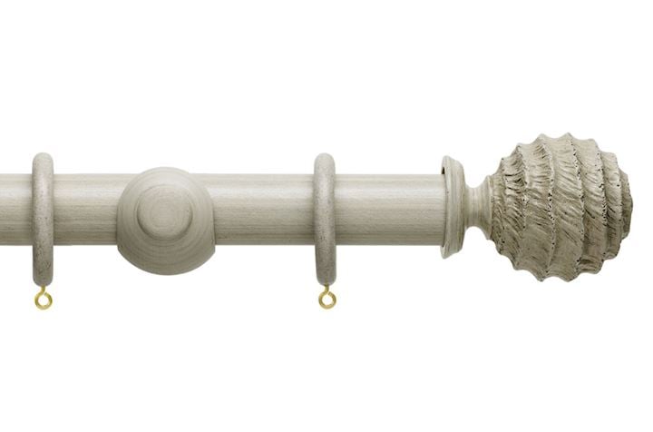 Hallis 35mm Origins Fossil Ball Flint Grey Wooden Curtain Pole