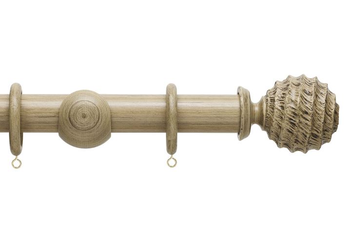 Hallis 35mm Origins Fossil Ball Quarry Stone Wooden Curtain Pole