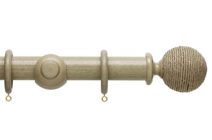 Hallis 35mm Origins Twine Millstone Grey Wooden Curtain Pole