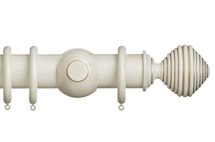 Rolls 45mm Museum Dune Wooden Curtain Pole Cream Gold