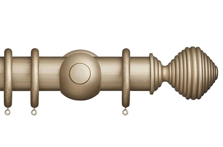 Rolls 45mm Museum Dune Wooden Curtain Pole Satin Oyster