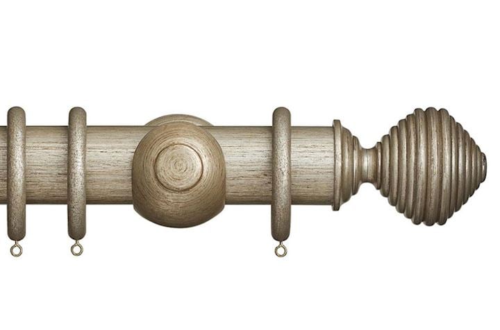 Rolls 45mm Museum Dune Wooden Curtain Pole Antique Silver