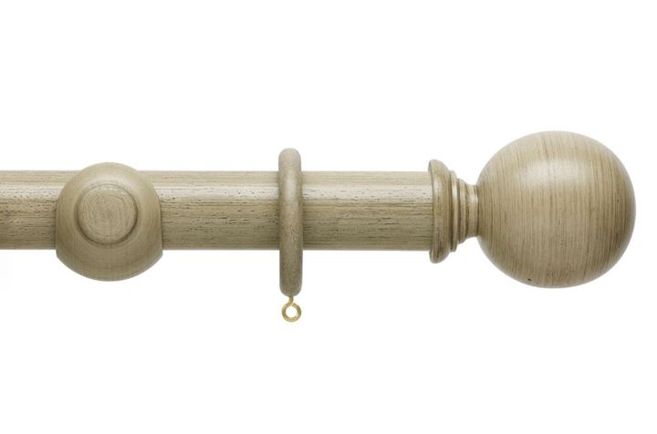 Hallis 45mm Origins Ball Millstone Grey Wooden Curtain Pole