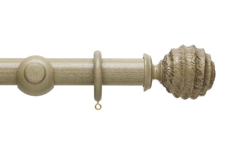 Hallis 45mm Origins Fossil Ball Millstone Grey Wooden Curtain Pole