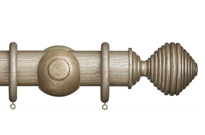 Rolls 55mm Museum Dune Wooden Curtain Pole Antique Silver