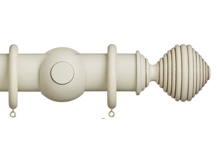 Rolls 55mm Museum Dune Wooden Curtain Pole Antique White