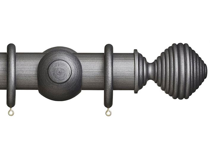 Rolls 55mm Museum Dune  Wooden Curtain Pole Satin Pewter