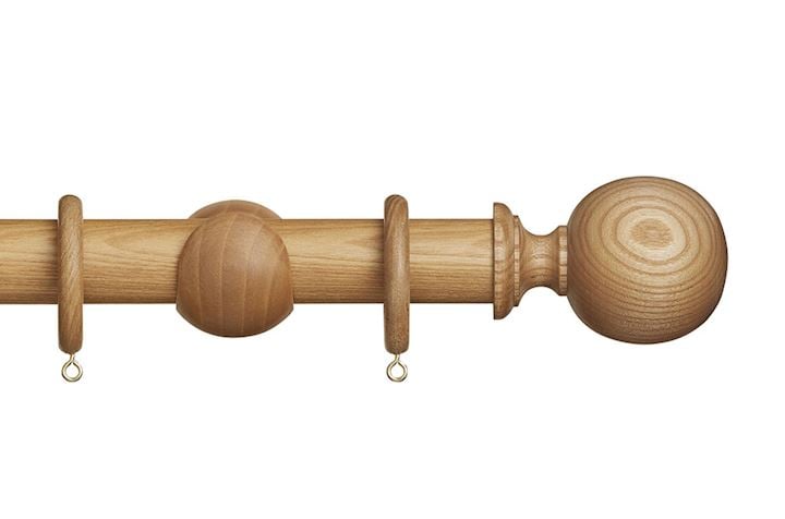 Hallis Eden 35mm Natural Ash Ball Wooden Curtain Pole