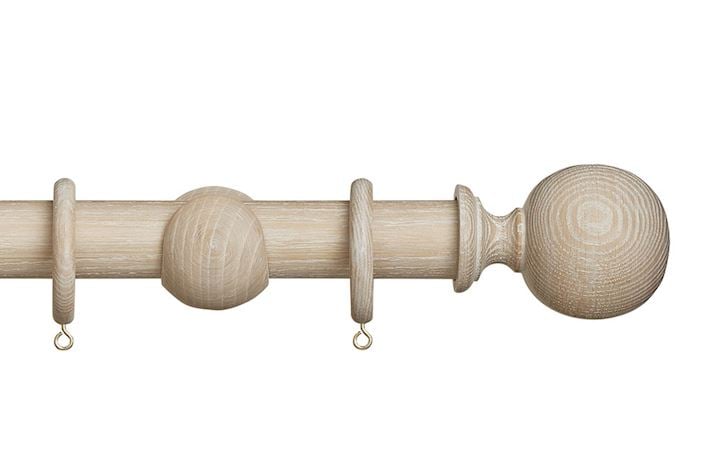 Hallis Eden 35mm Oatmeal Ball Wooden Curtain Pole
