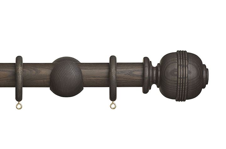 Hallis Eden 35mm Umber Ridged Ball Wooden Curtain Pole