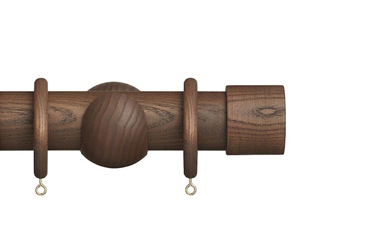 Hallis Eden 45mm Cocoa End Cap Wooden Curtain Pole