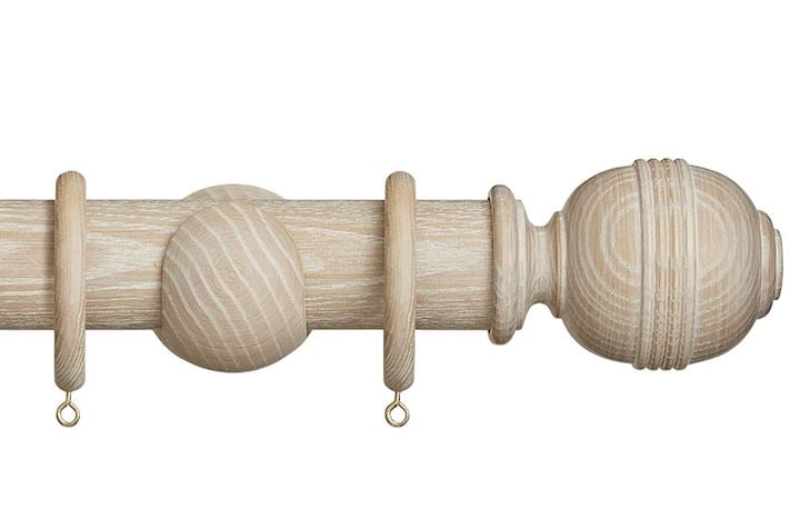 Hallis Eden 45mm Oatmeal Ridged Ball Wooden Curtain Pole