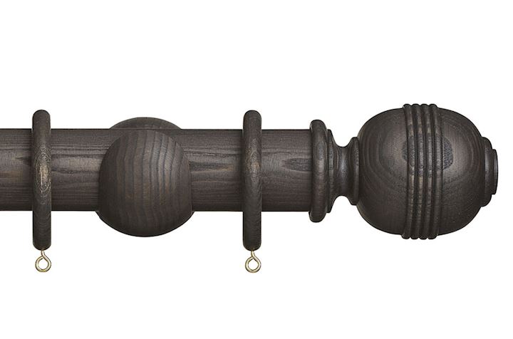 Hallis Eden 45mm Umber Ridged Ball Wooden Curtain Pole